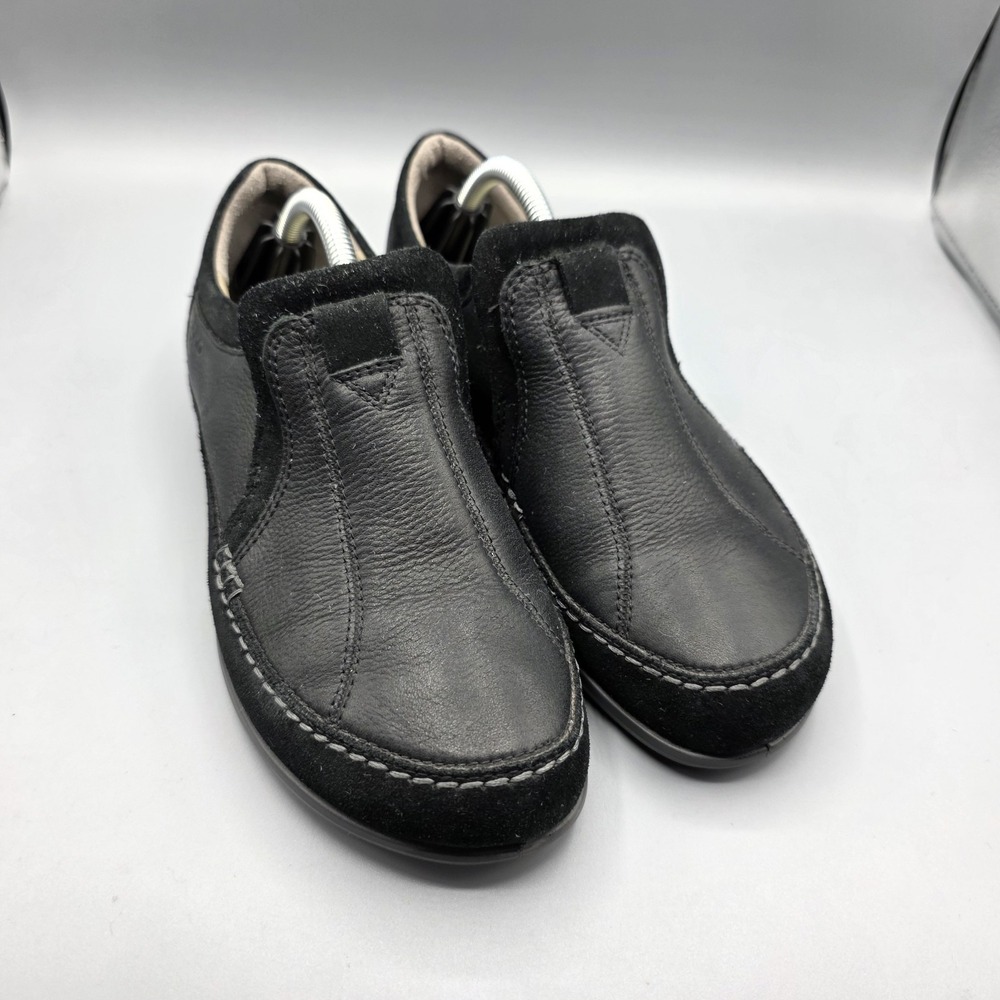 Ecco Loafers‎ Womens 38 Black Leather Suede Comfort Flats Slip On NO INSOLES